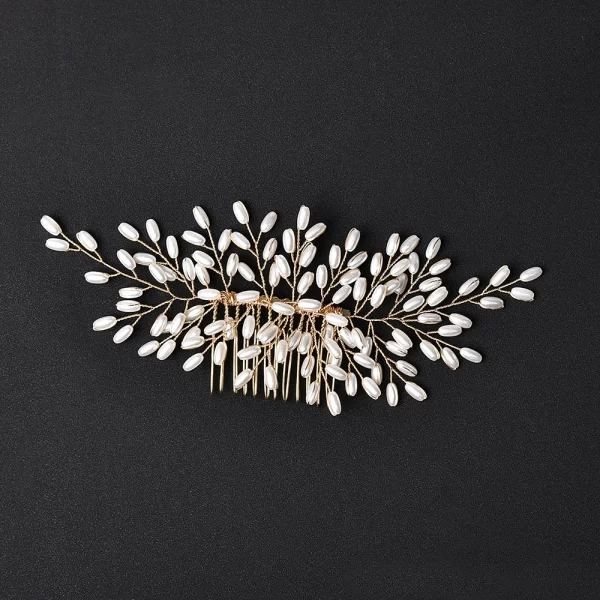 Handmade Crystal Pearl Hair Comb Clip for Women