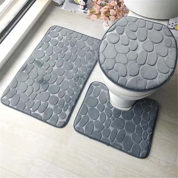 Set of 3 Soft Absorbent Non-Slip Bathroom Bath Mats