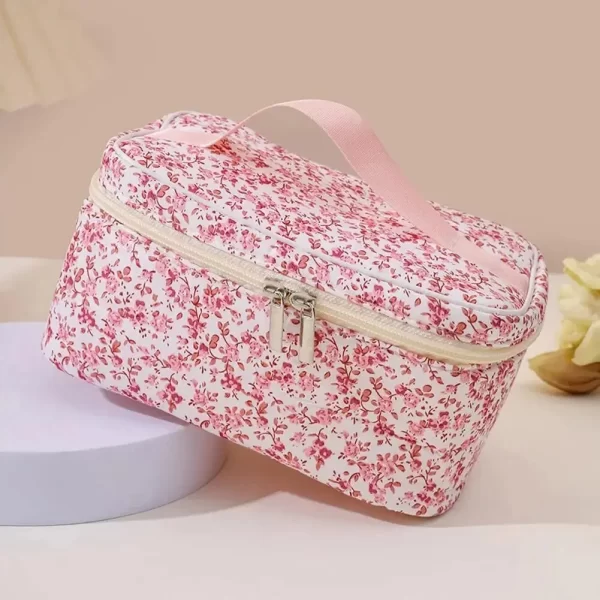 Floral Pattern Portable Travel Cosmetic Bag Makeup Organizer