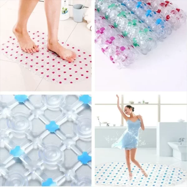 PVC Soft Shower Anti-Slip Bath Mat with Suction Cups