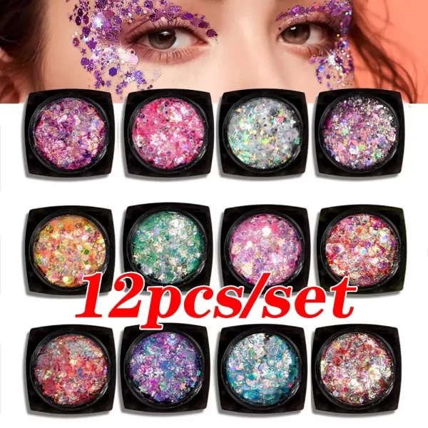 Body/Face/Eye Makeup Glitter Gel Eyeshadow Cream 6/12pcs/set