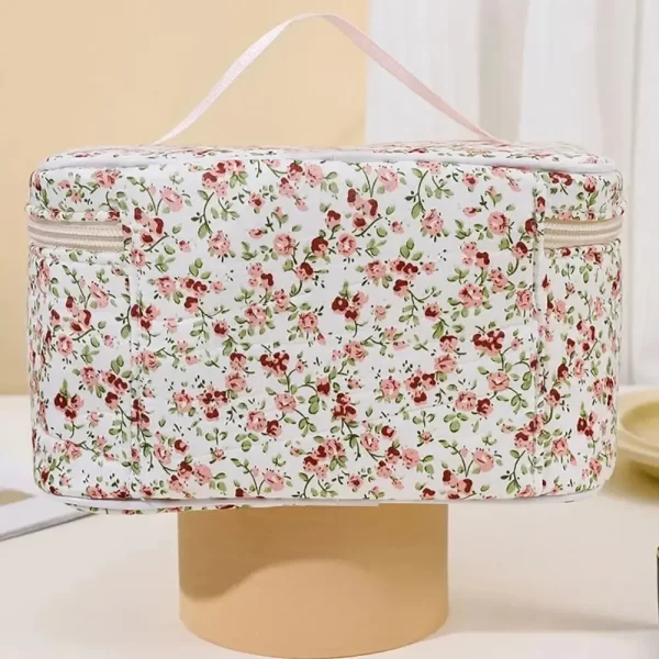 Floral Pattern Portable Travel Cosmetic Bag Makeup Organizer