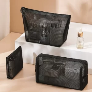 Portable Mesh Toiletry Cosmetic Bag Makeup Organiser