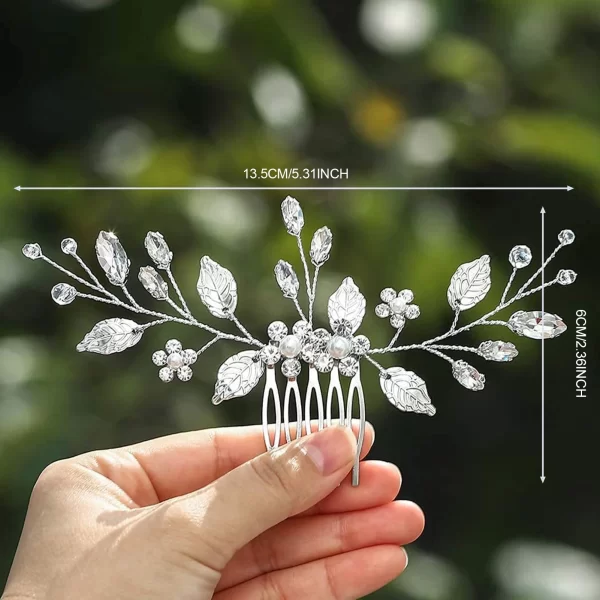 Handmade Crystal Pearl Hair Comb Clip for Women