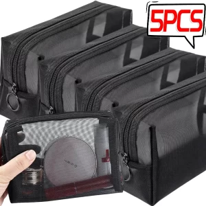 Portable Mesh Toiletry Cosmetic Bag Makeup Organiser