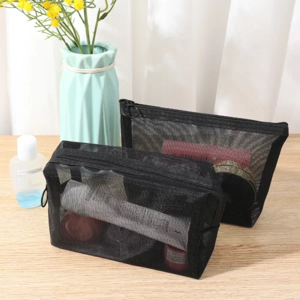 Portable Mesh Toiletry Cosmetic Bag Makeup Organizer