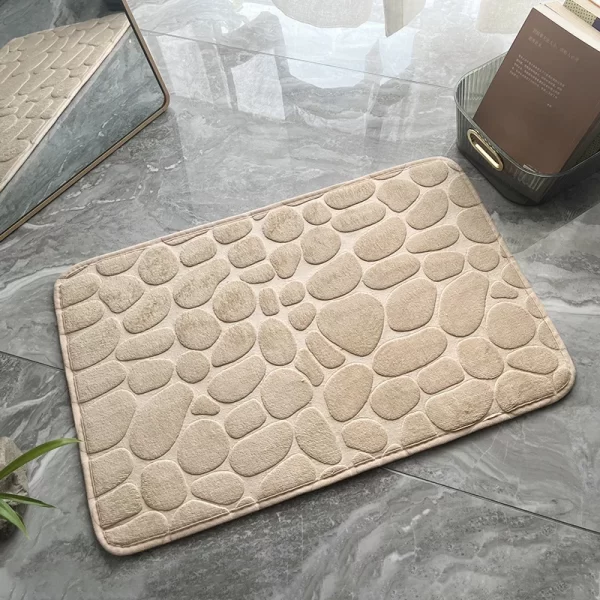 Memory Foam Absorbent Non-Slip Embossed Pebble Bath Mat