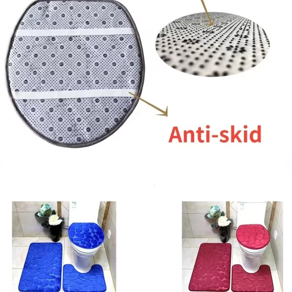 Set of 3 Soft Absorbent Non-Slip Bathroom Bath Mats