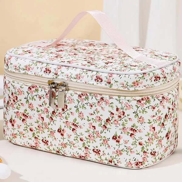 Floral Pattern Portable Travel Cosmetic Bag Makeup Organizer