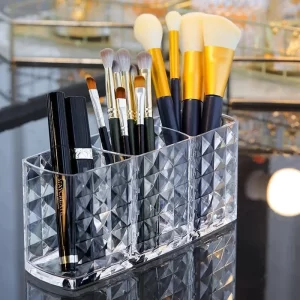 Clear Acrylic Cosmetic Brush Holder Makeup Organiser