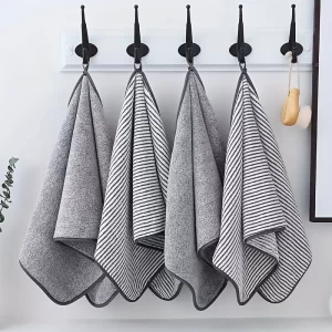 Absorbent Quick-Drying Striped Bamboo Hand Towel
