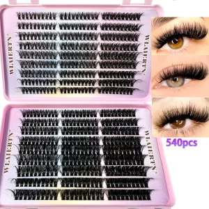 Faux Mink Natural Eyelash Extensions 540Cluster C Curled 9-16mm Mixed